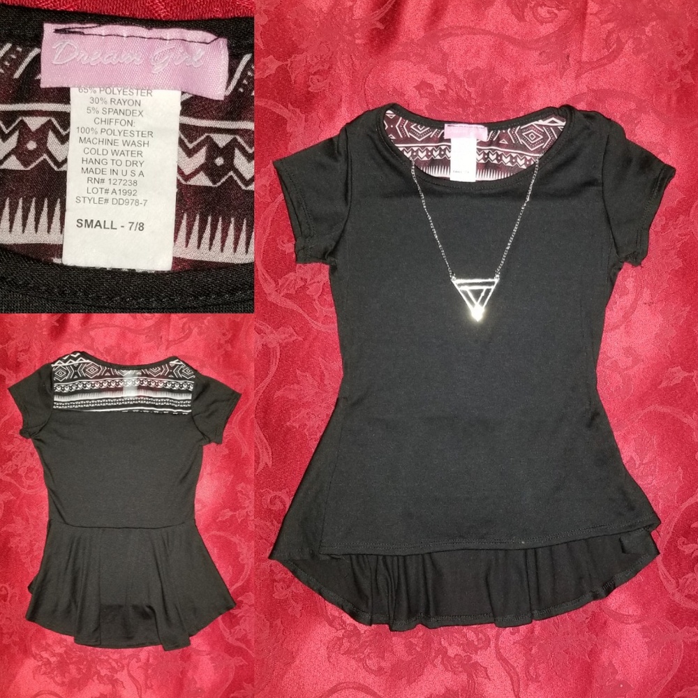 Dream Girl Peplum Shirt/Necklace
